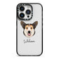 Pembroke Welsh Corgi Personalised iPhone 14 Pro Black Impact Case on Silver phone