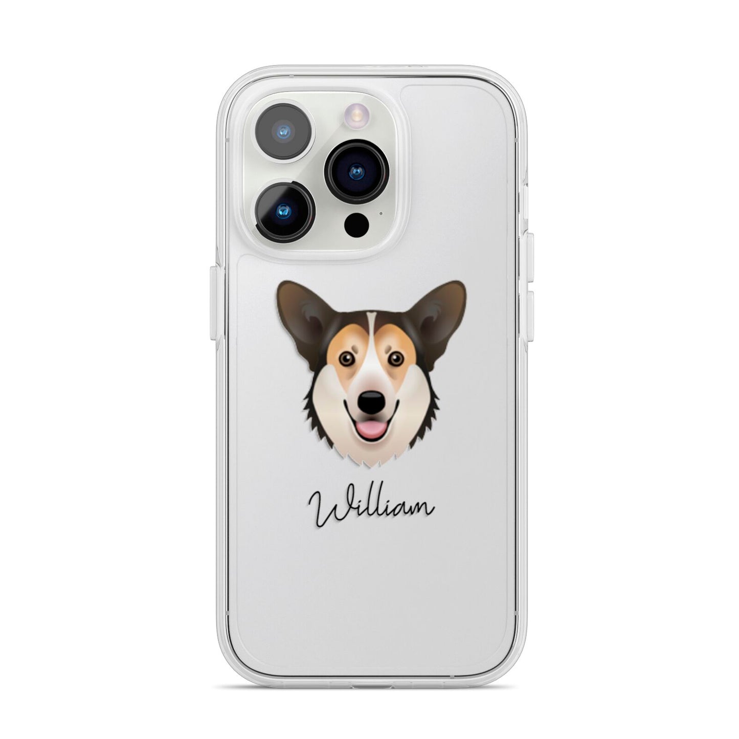 Pembroke Welsh Corgi Personalised iPhone 14 Pro Clear Tough Case Silver