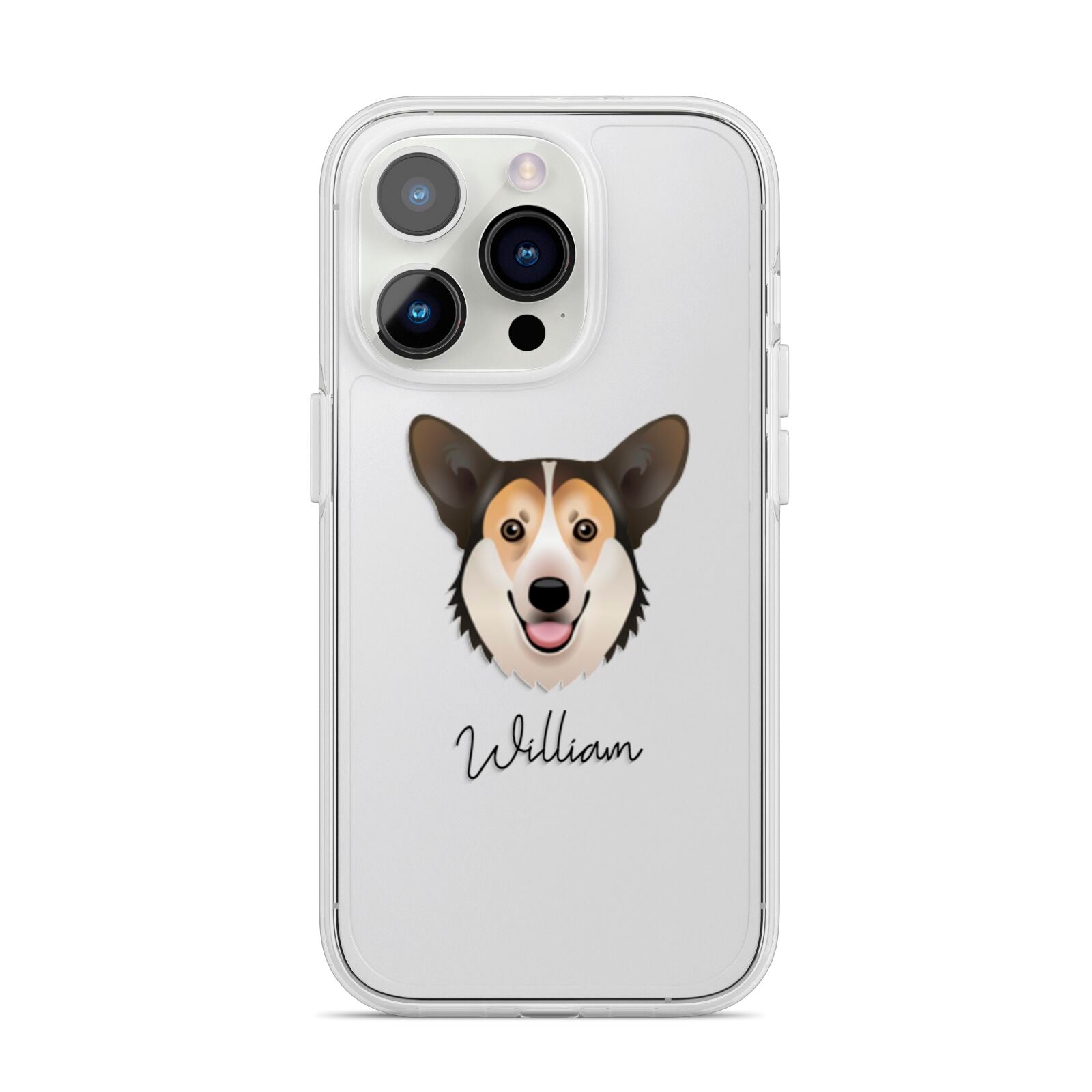 Pembroke Welsh Corgi Personalised iPhone 14 Pro Clear Tough Case Silver
