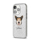 Pembroke Welsh Corgi Personalised iPhone 14 Pro Glitter Tough Case Silver Angled Image
