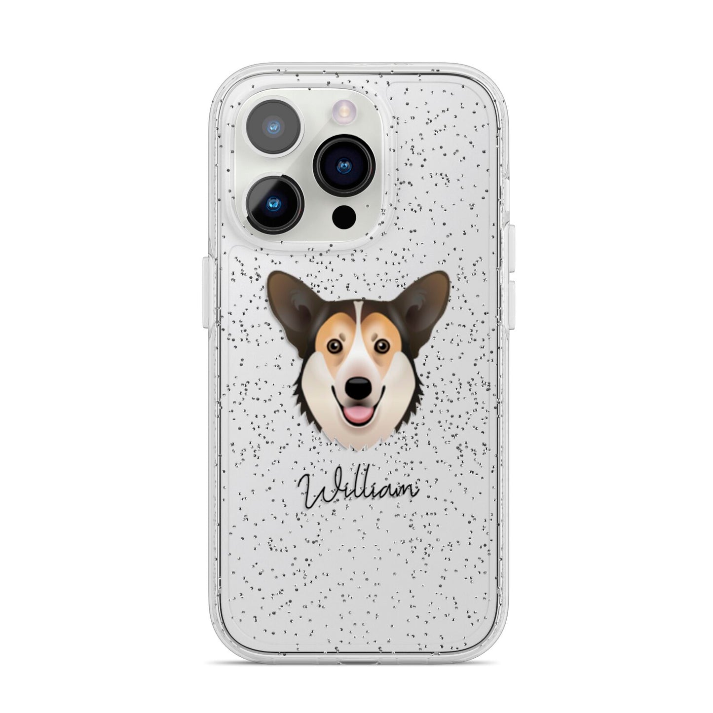 Pembroke Welsh Corgi Personalised iPhone 14 Pro Glitter Tough Case Silver