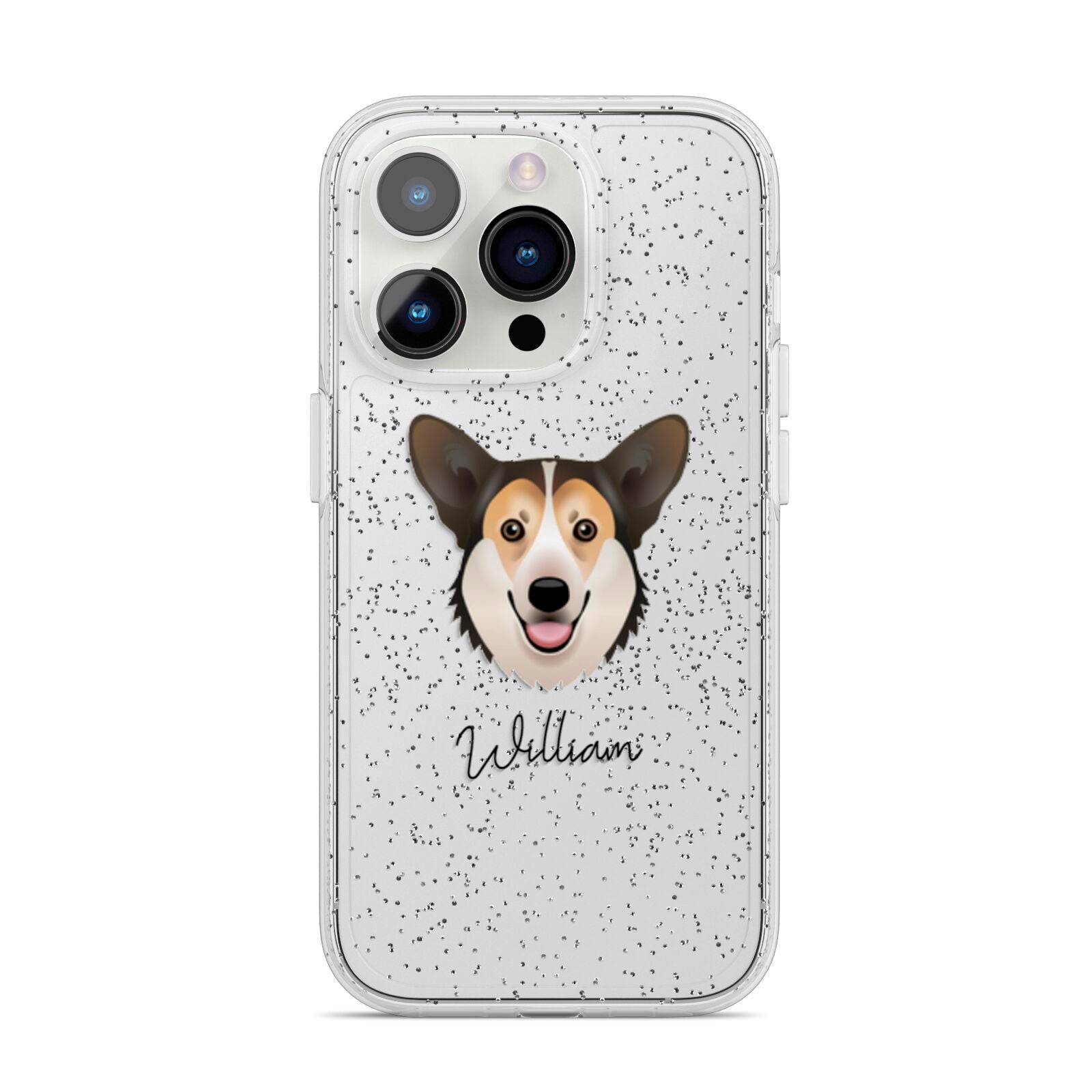 Pembroke Welsh Corgi Personalised iPhone 14 Pro Glitter Tough Case Silver