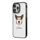 Pembroke Welsh Corgi Personalised iPhone 14 Pro Max Black Impact Case Side Angle on Silver phone