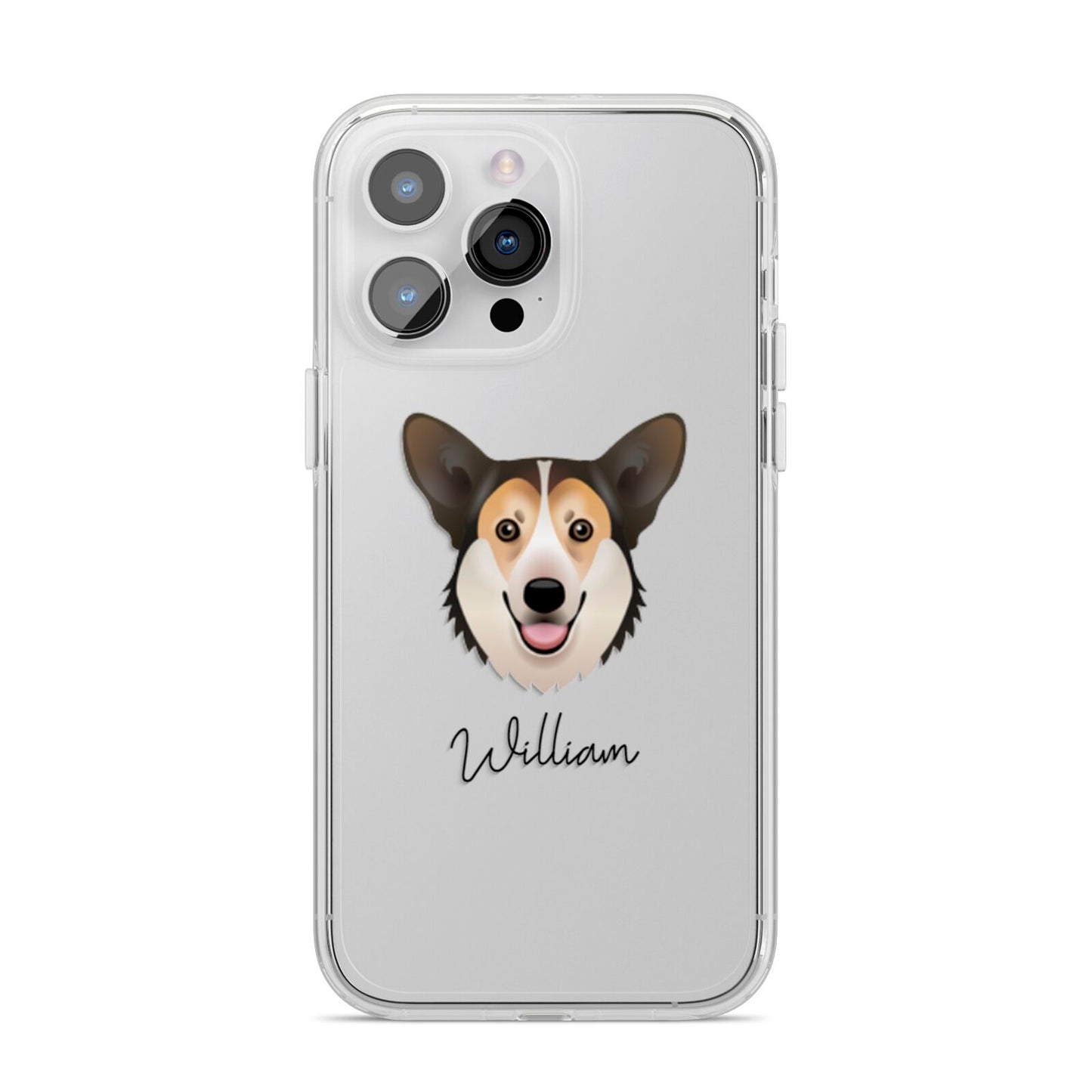 Pembroke Welsh Corgi Personalised iPhone 14 Pro Max Clear Tough Case Silver