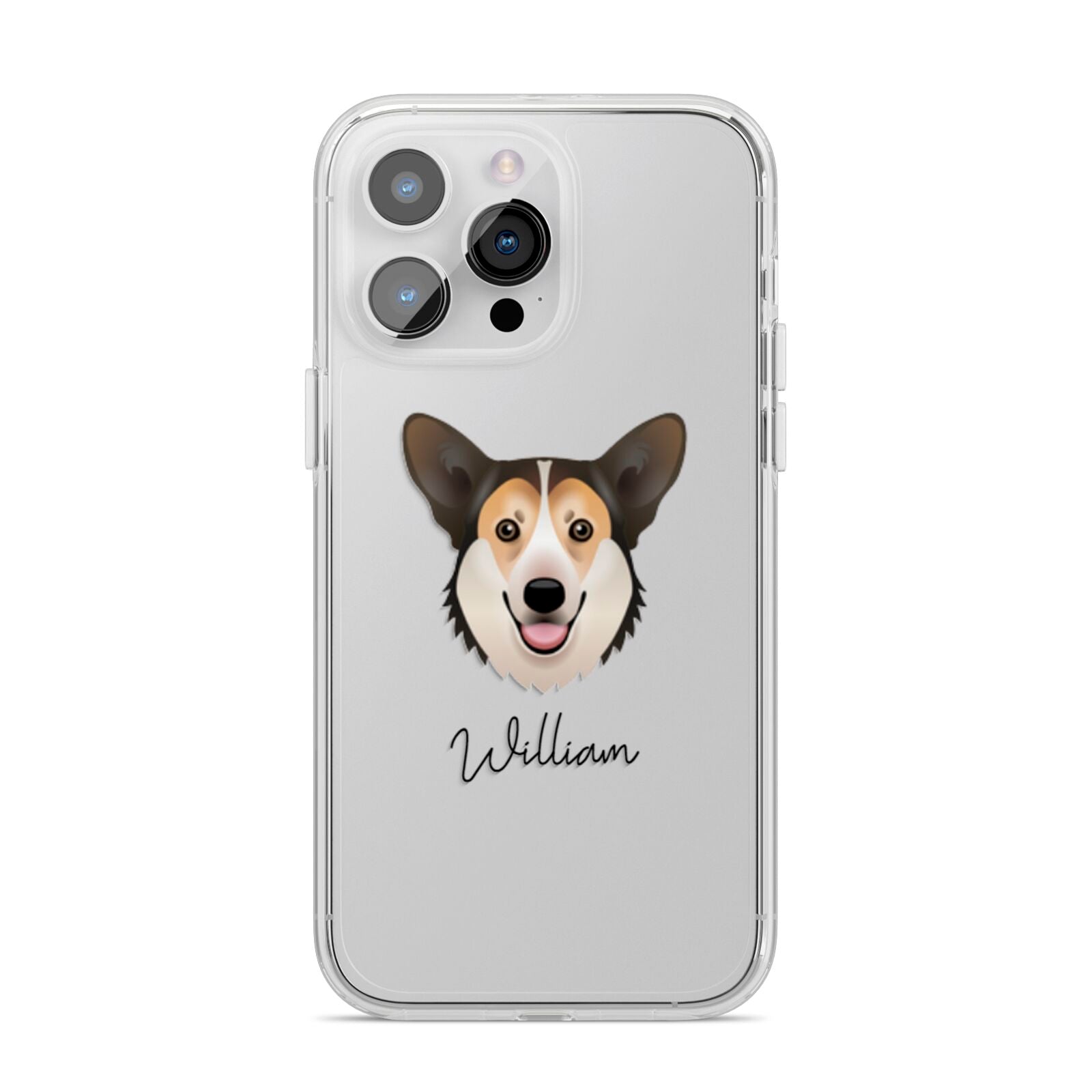Pembroke Welsh Corgi Personalised iPhone 14 Pro Max Clear Tough Case Silver