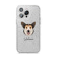 Pembroke Welsh Corgi Personalised iPhone 14 Pro Max Glitter Tough Case Silver