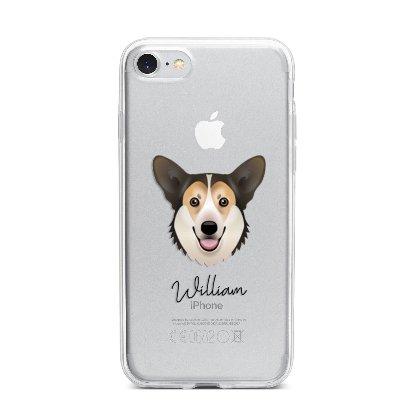 Pembroke Welsh Corgi Personalised iPhone 7 Bumper Case on Silver iPhone