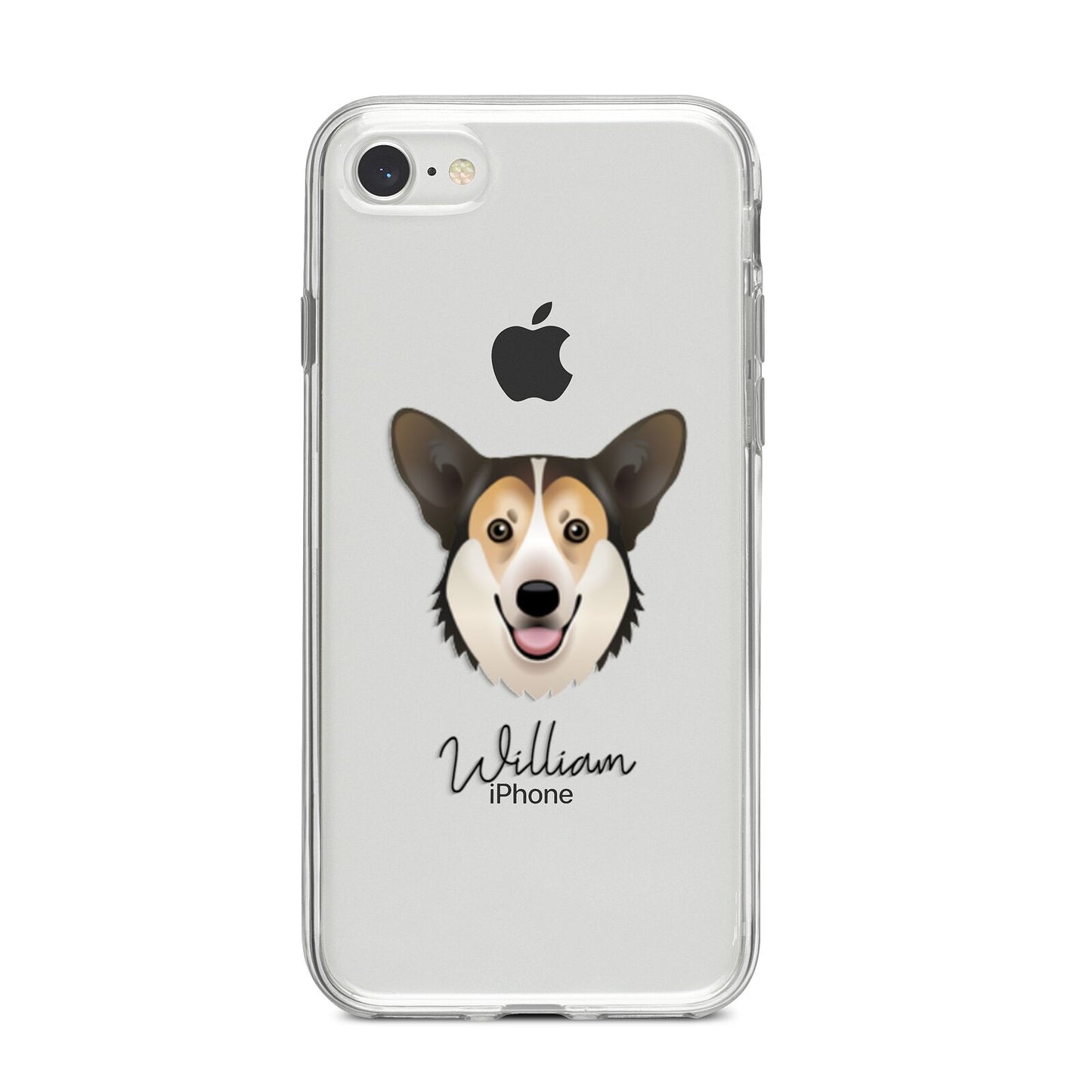 Pembroke Welsh Corgi Personalised iPhone 8 Bumper Case on Silver iPhone