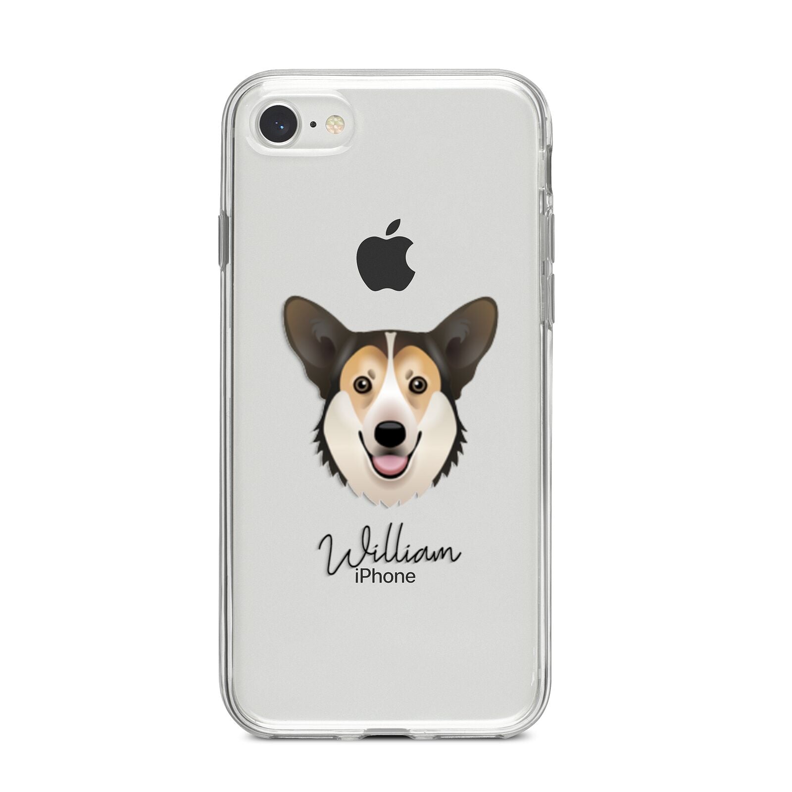 Pembroke Welsh Corgi Personalised iPhone 8 Bumper Case on Silver iPhone
