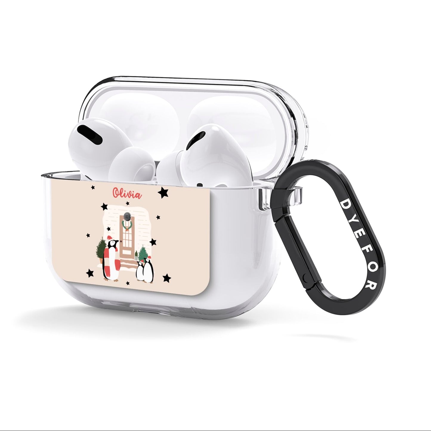 Penguin Christmas Personalised AirPods Clear Case 3rd Gen Side Image