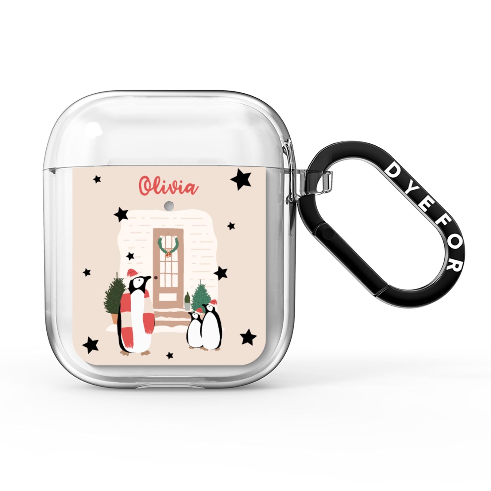 Penguin Christmas Personalised AirPods Clear Case