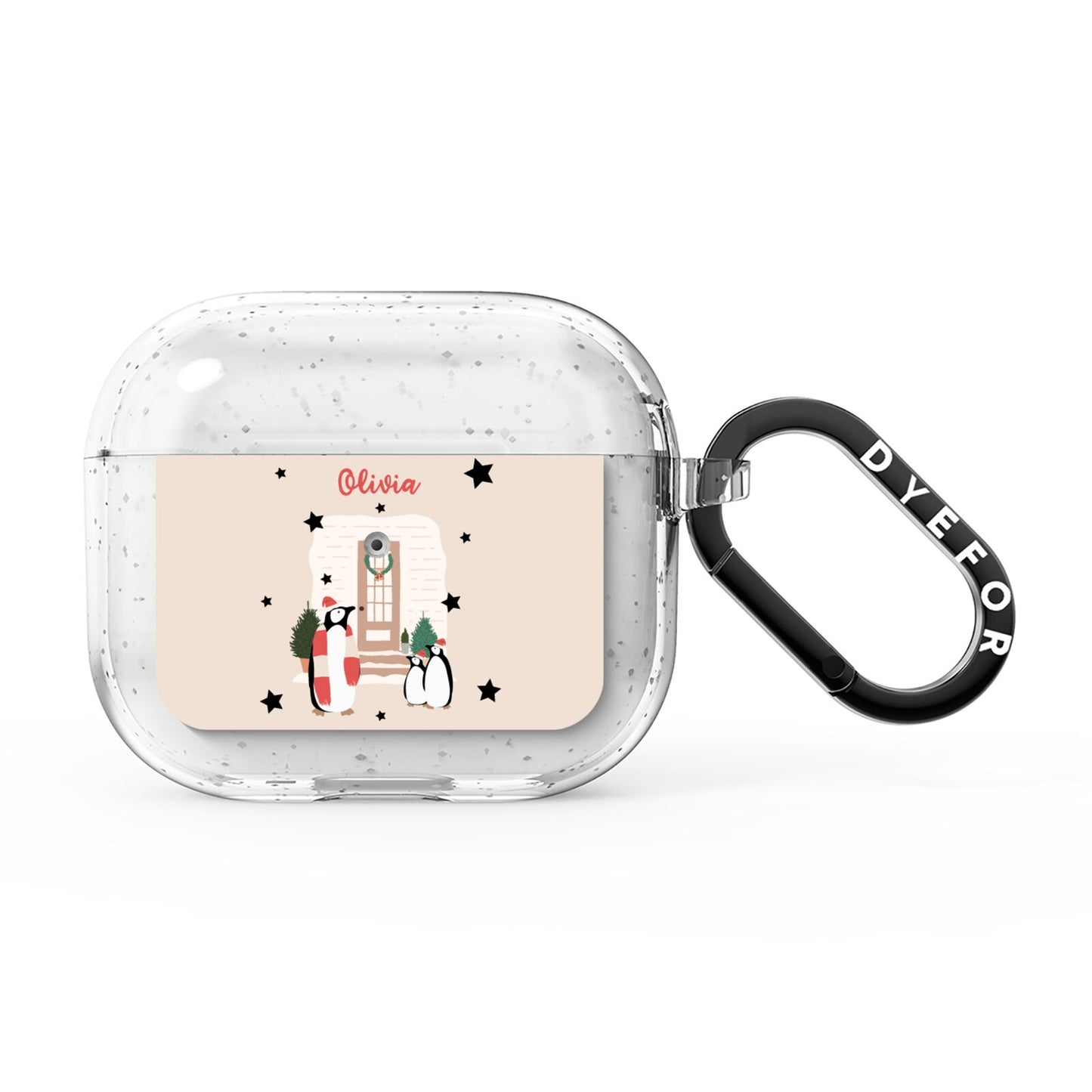 Penguin Christmas Personalised AirPods Glitter Case 3rd Gen