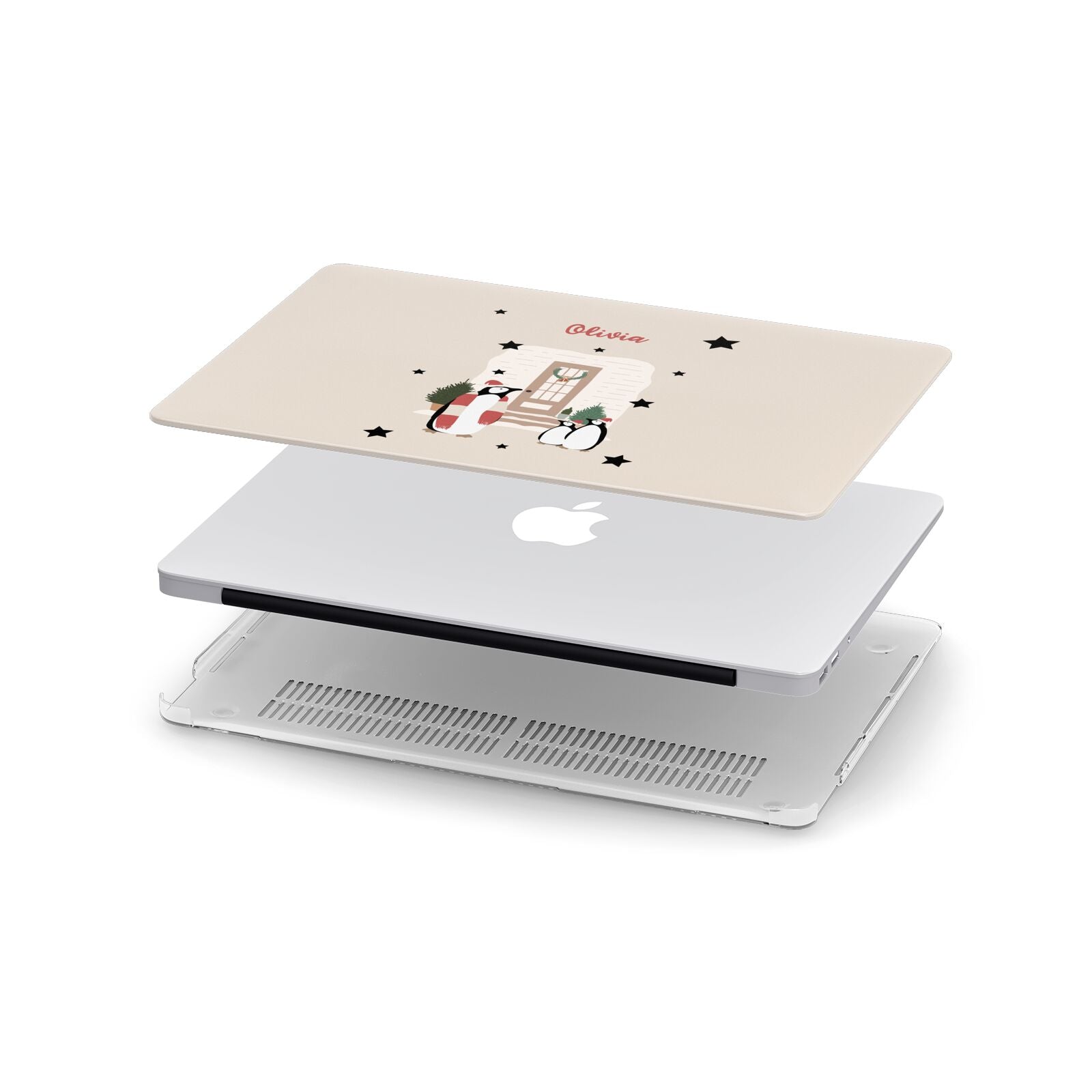 Penguin Christmas Personalised Apple MacBook Case in Detail