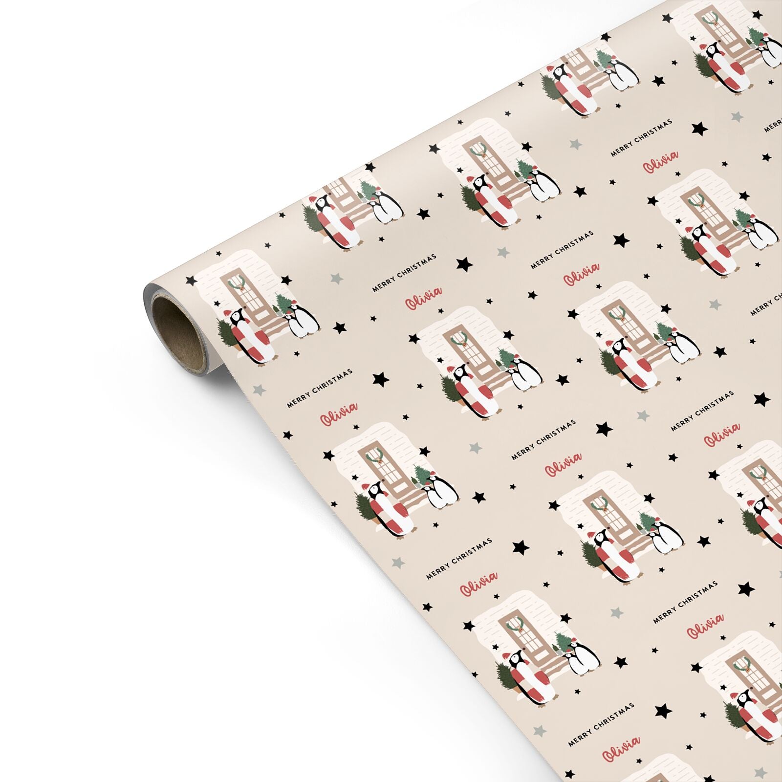 Penguin Christmas Personalised Personalised Gift Wrap