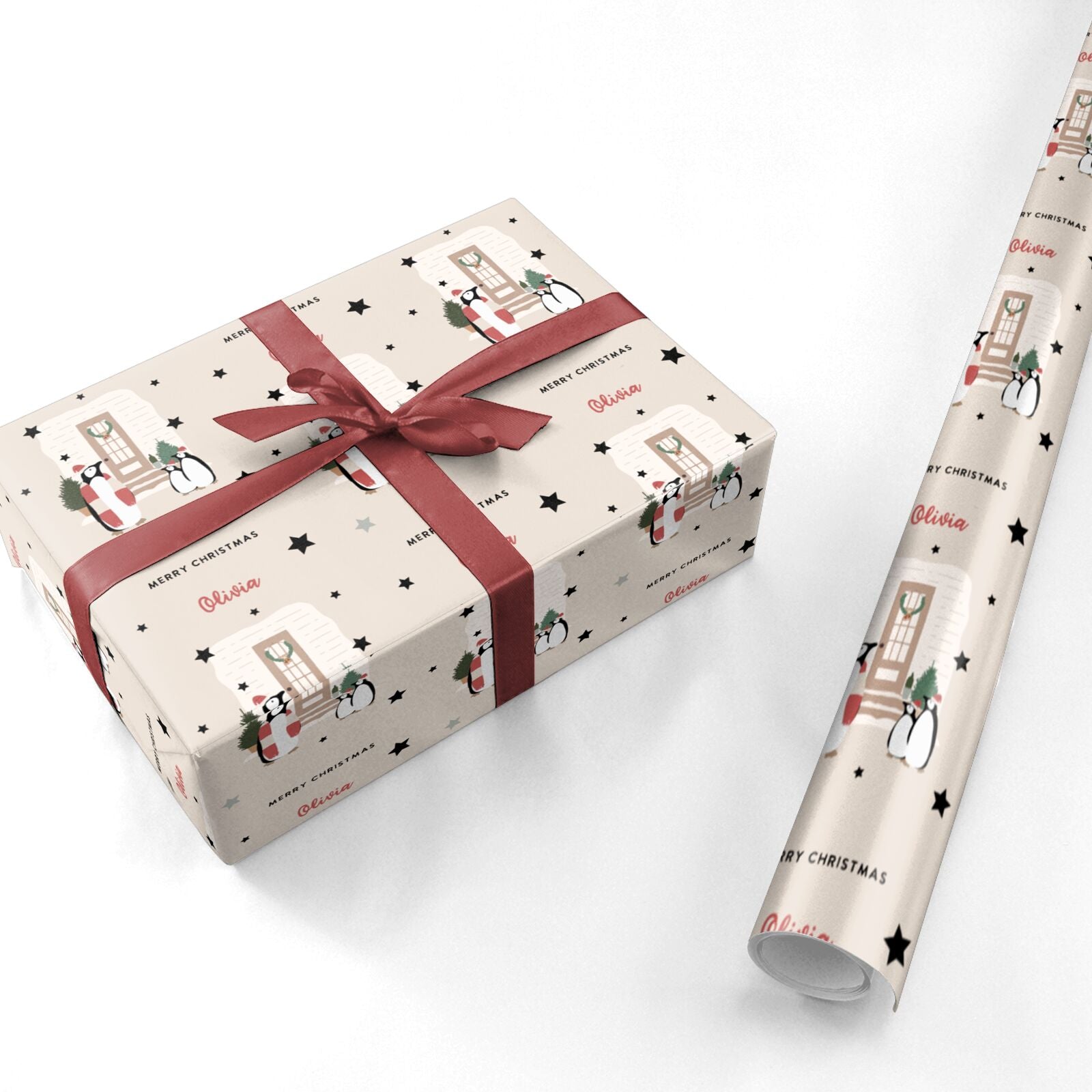 Penguin Christmas Personalised Personalised Wrapping Paper