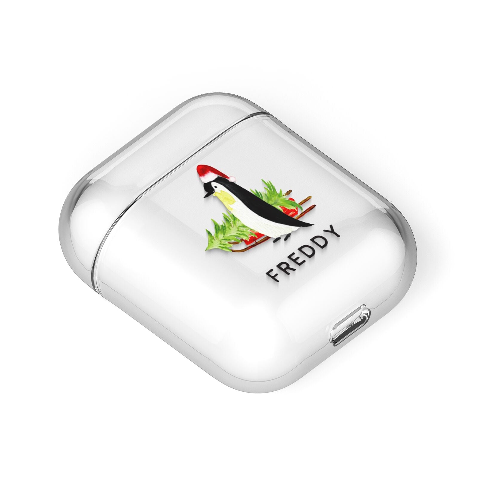 Penguin Personalised AirPods Case Laid Flat