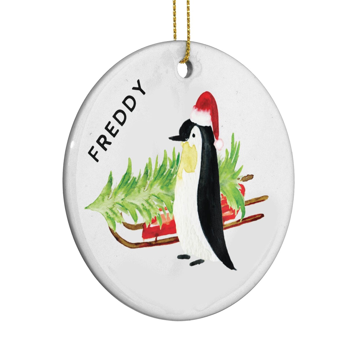 Penguin Personalised Circle Decoration Side Angle