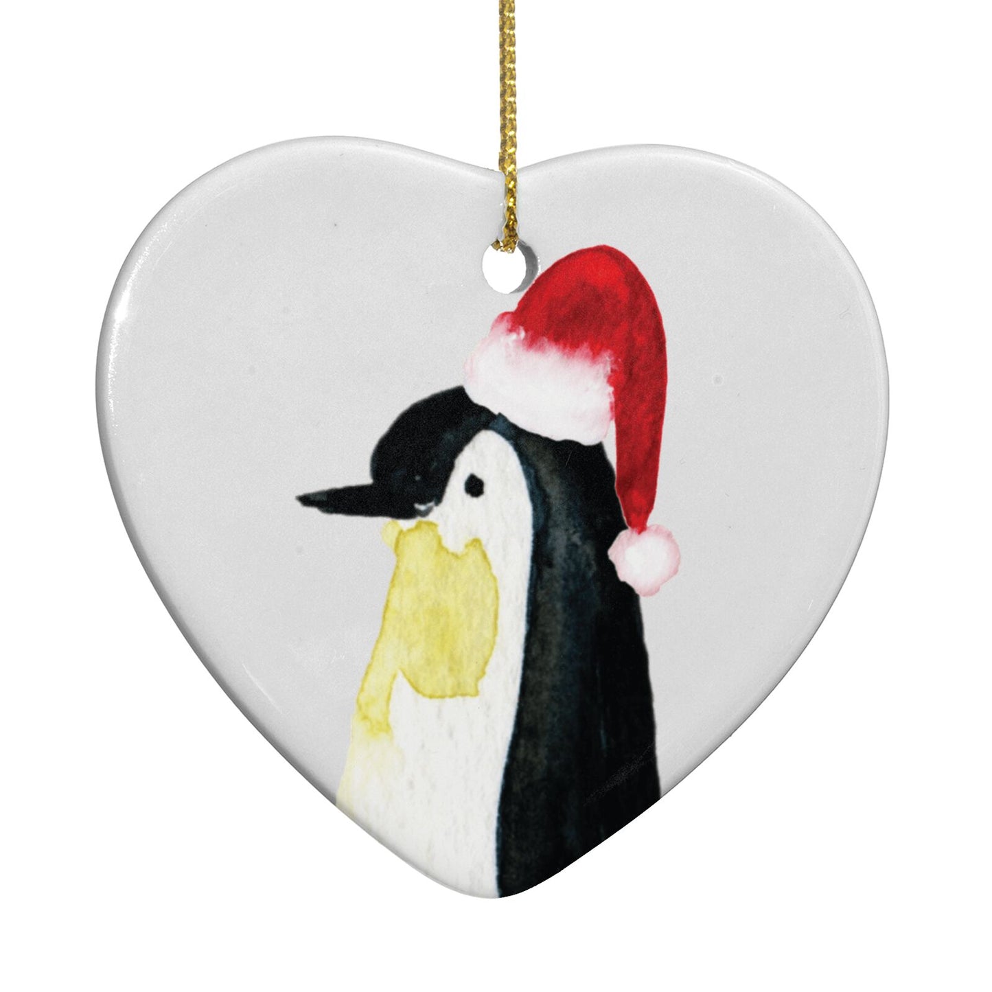 Penguin Personalised Heart Decoration Back Image