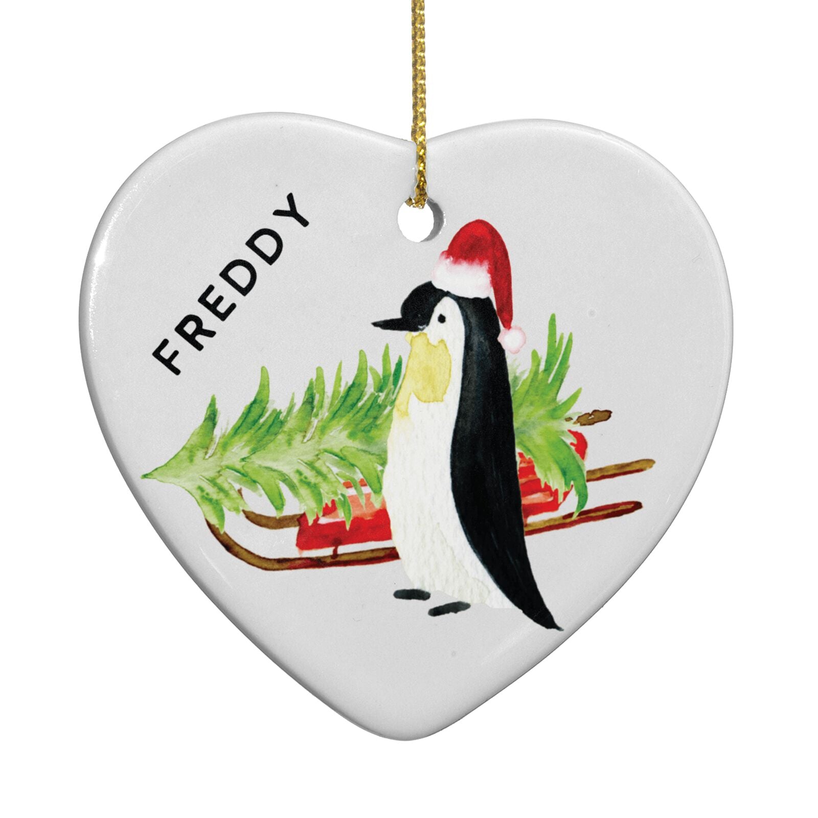 Penguin Personalised Heart Decoration