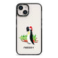 Penguin Personalised iPhone 14 Black Impact Case on Silver phone
