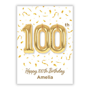 Personalised 100th Birthday Greetings Card
