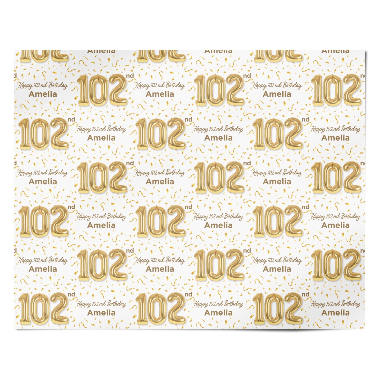 Personalised 102nd Birthday Personalised Wrapping Paper Alternative