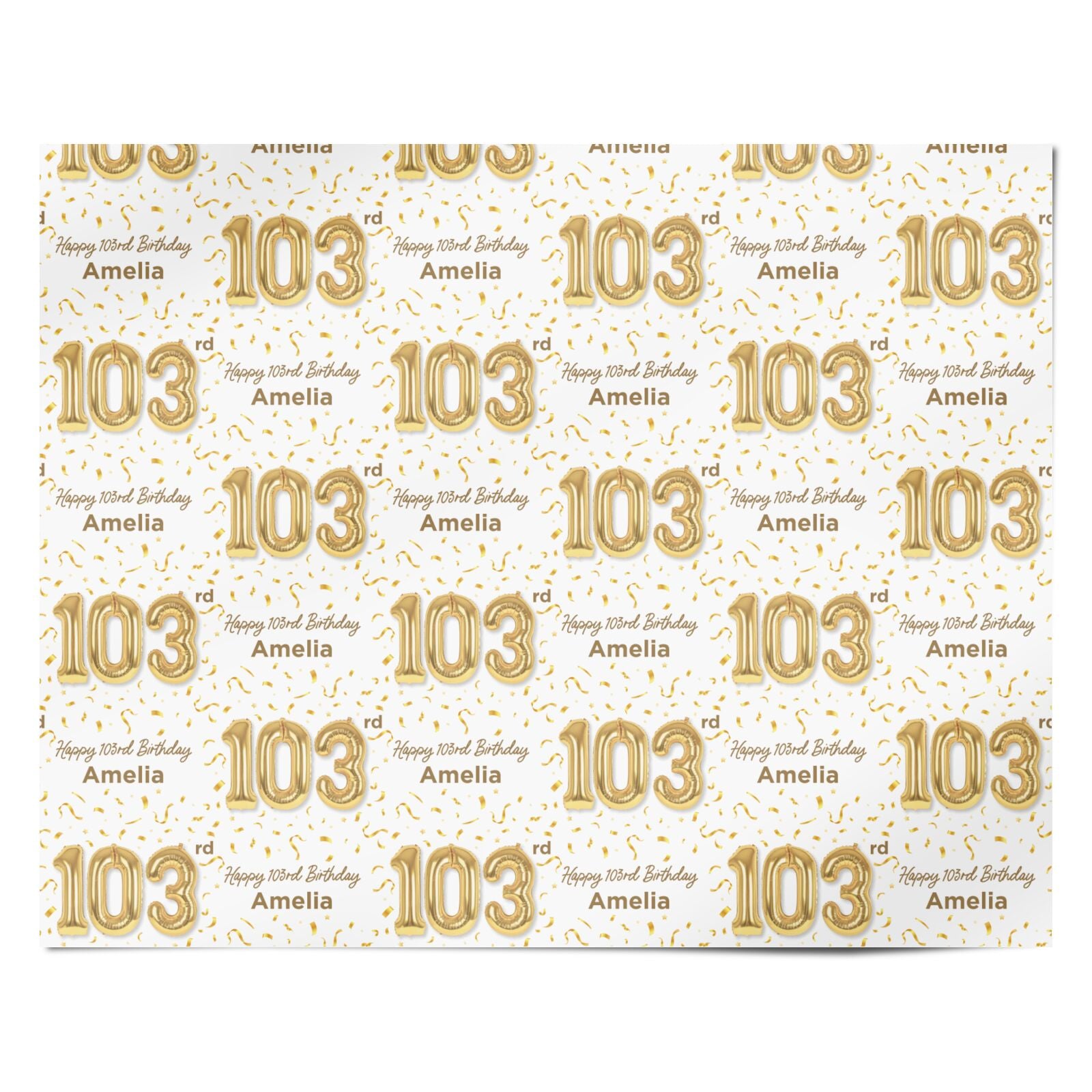 Personalised 103rd Birthday Personalised Wrapping Paper Alternative