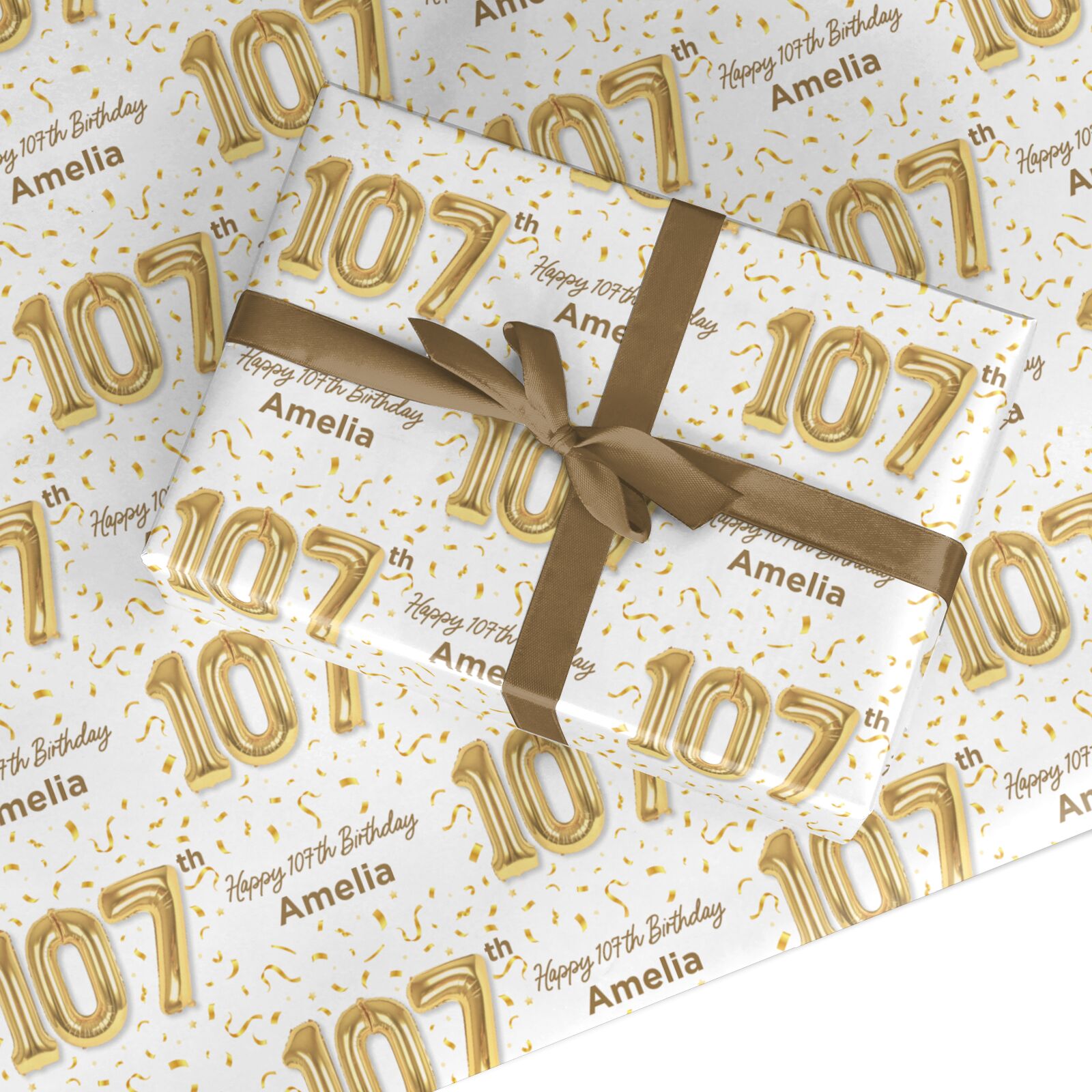 Personalised 107th Birthday Custom Wrapping Paper