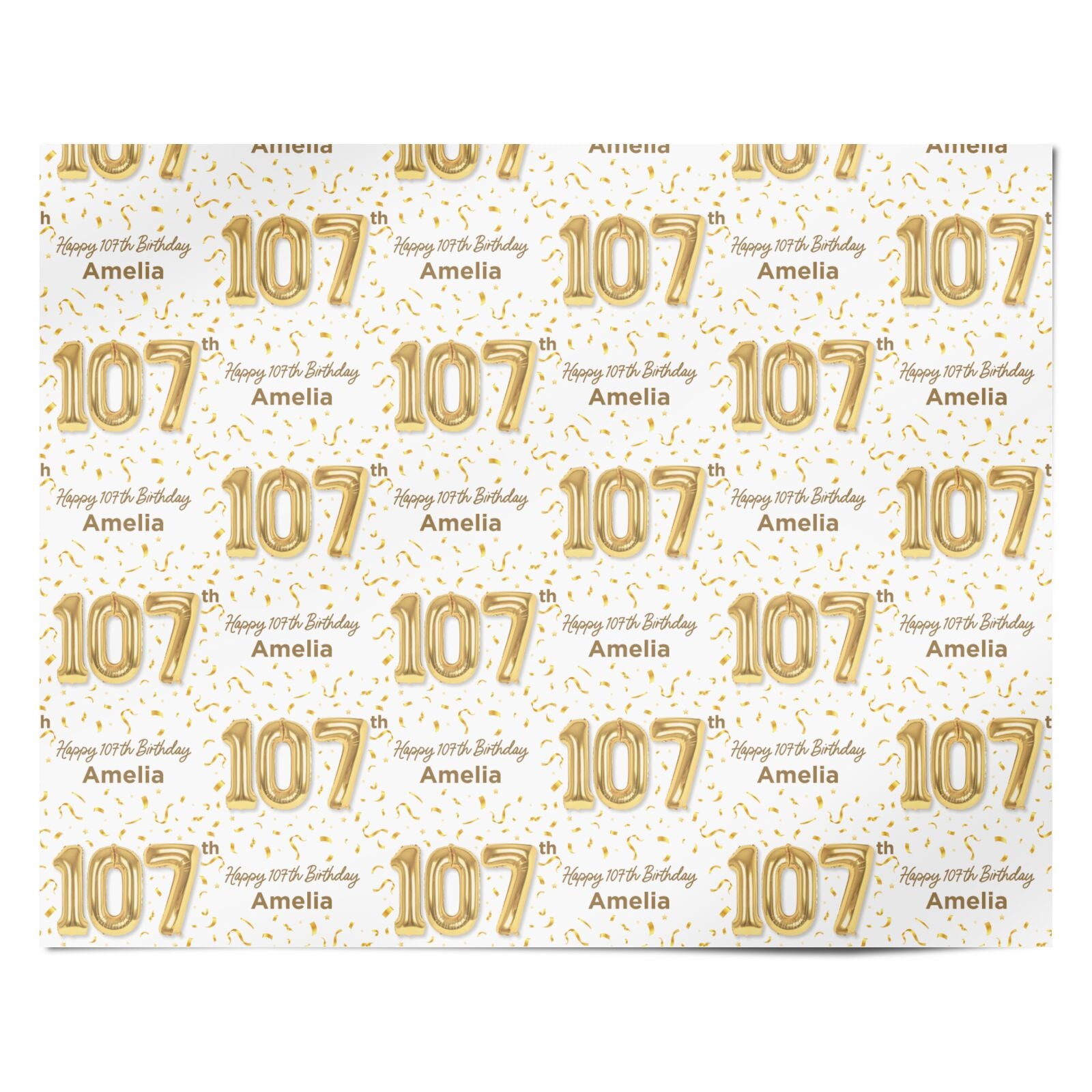 Personalised 107th Birthday Personalised Wrapping Paper Alternative