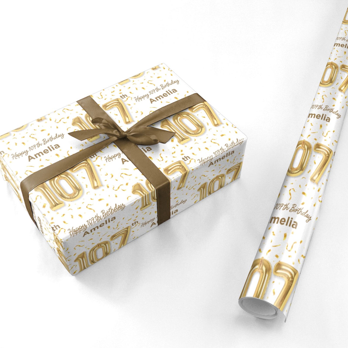 Personalised 107th Birthday Personalised Wrapping Paper