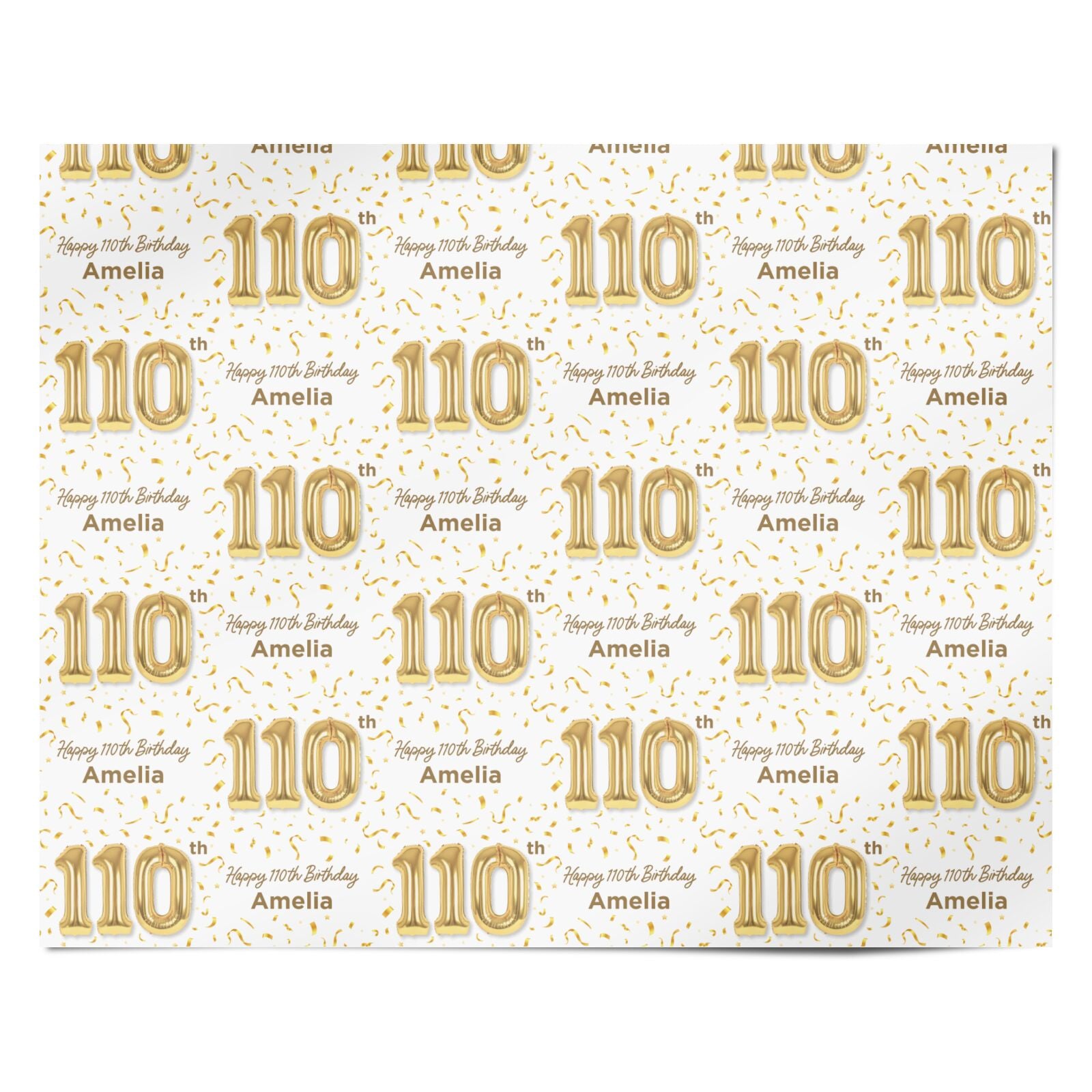 Personalised 110th Birthday Personalised Wrapping Paper Alternative