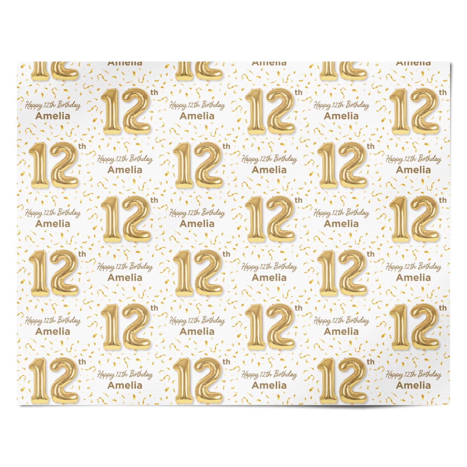 Personalised 12th Birthday Personalised Wrapping Paper Alternative