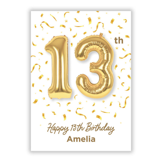Personalised 13th Birthday A5 Flat Greetings Card