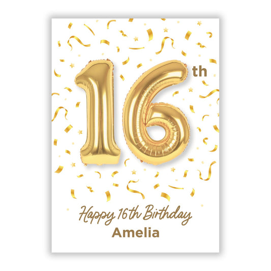 Personalised 16th Birthday A5 Flat Greetings Card