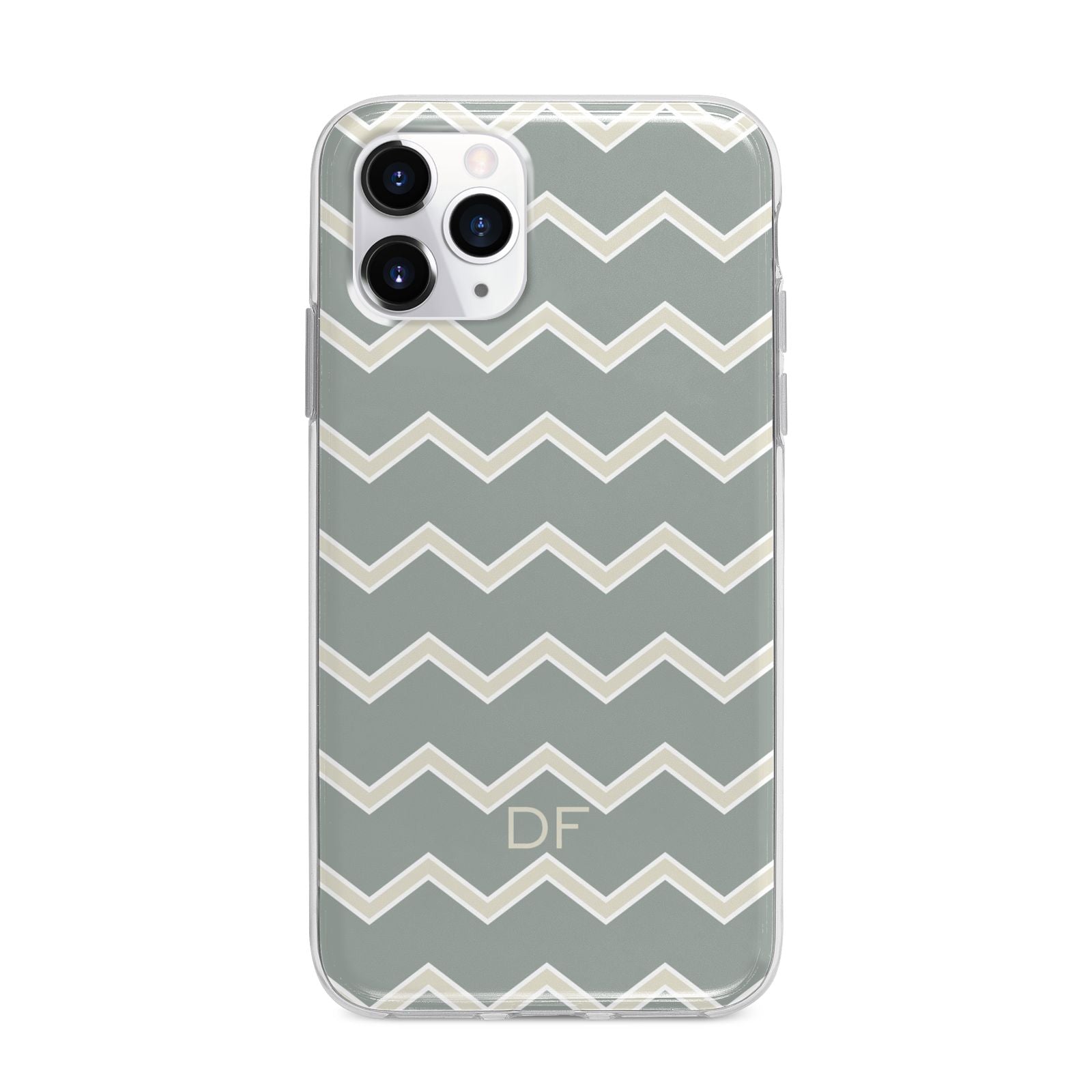 Personalised 2 Tone Chevron Apple iPhone 11 Pro Max in Silver with Bumper Case