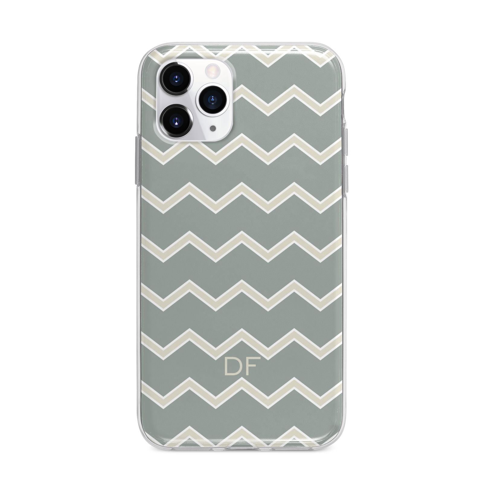 Personalised 2 Tone Chevron Apple iPhone 11 Pro in Silver with Bumper Case