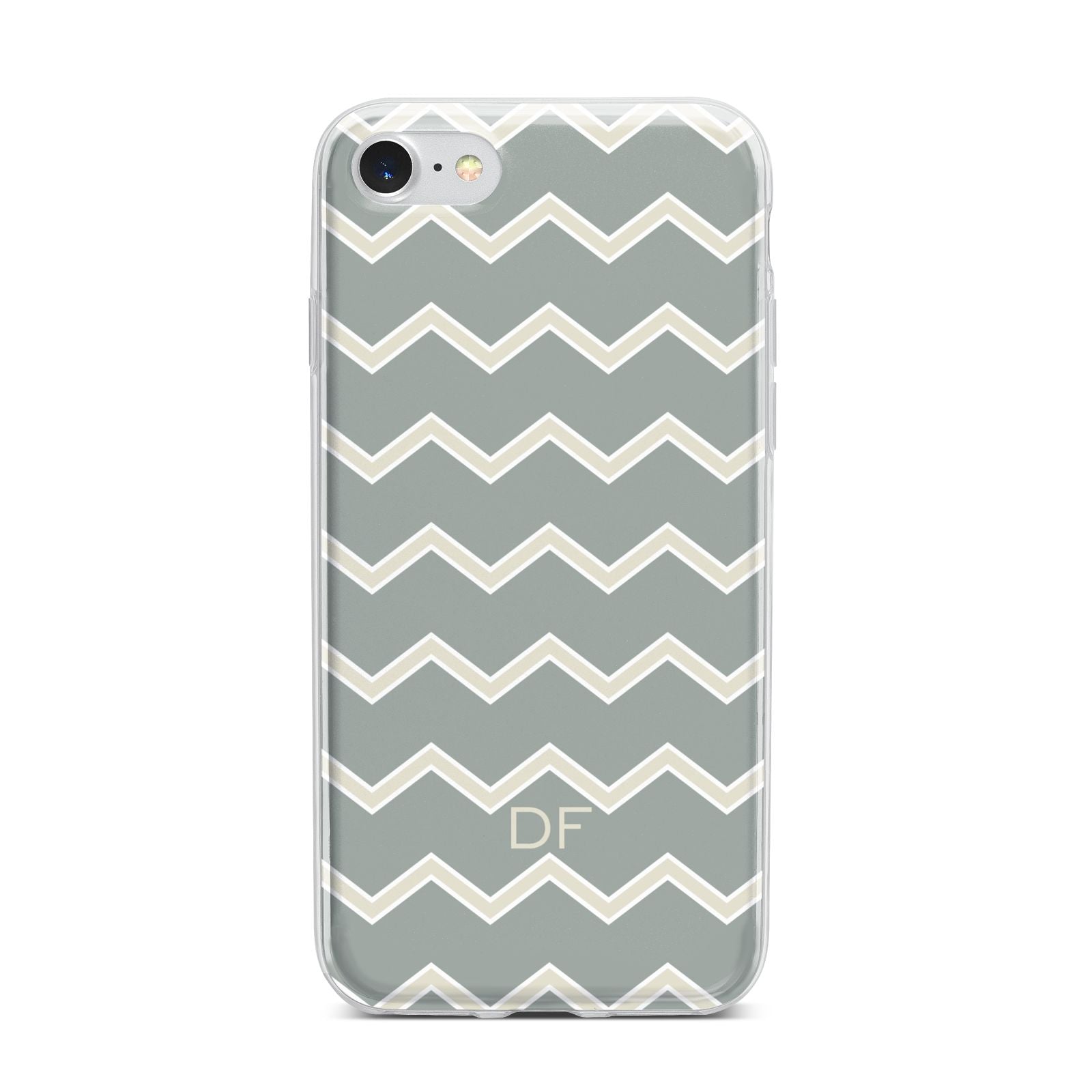 Personalised 2 Tone Chevron iPhone 7 Bumper Case on Silver iPhone