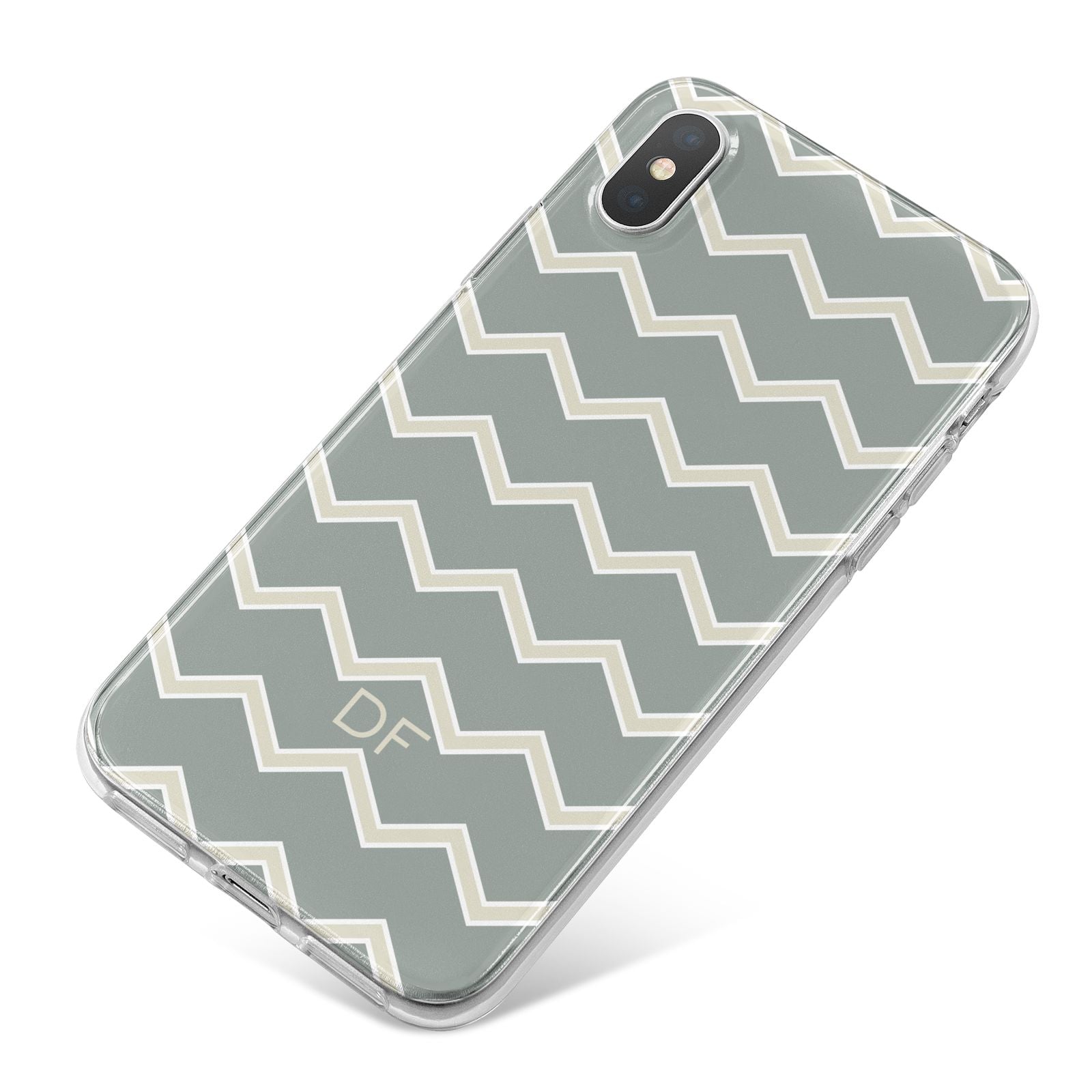 Personalised 2 Tone Chevron iPhone X Bumper Case on Silver iPhone