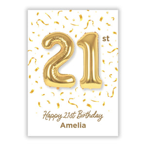 Personalised 21st Birthday Greetings Card
