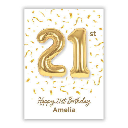 Personalised 21st Birthday A5 Flat Greetings Card