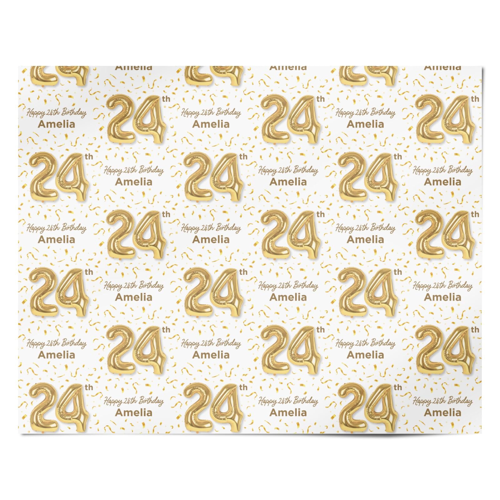 Personalised 24th Birthday Personalised Wrapping Paper Alternative