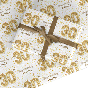 Personalisierte 30. Geburtstags -Verpackungspapier
