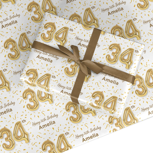 Personalised 34th Birthday Custom Wrapping Paper