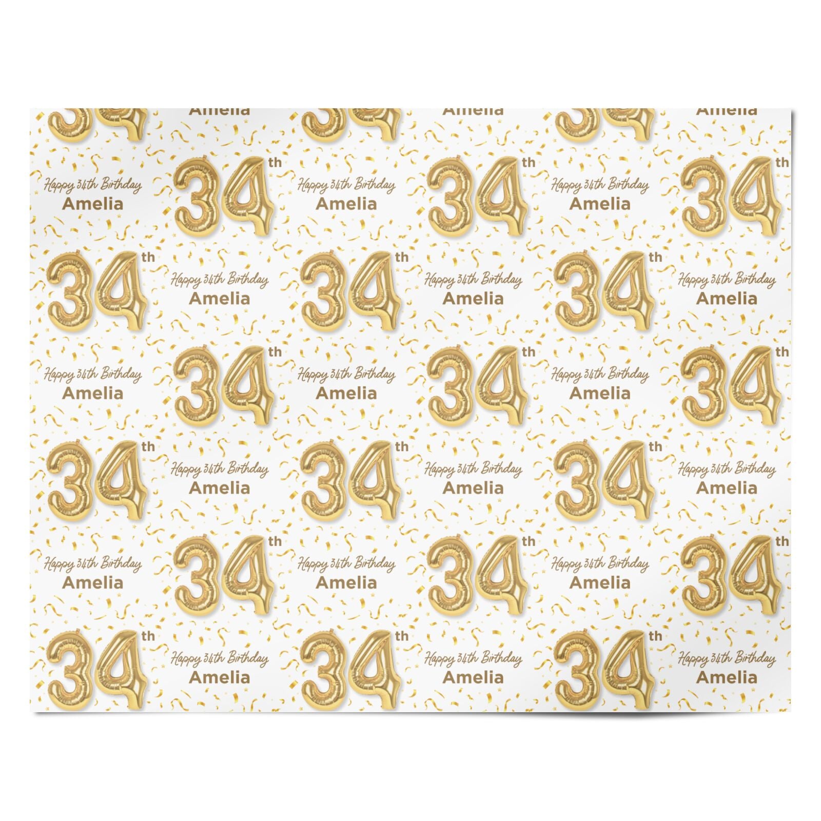 Personalised 34th Birthday Personalised Wrapping Paper Alternative