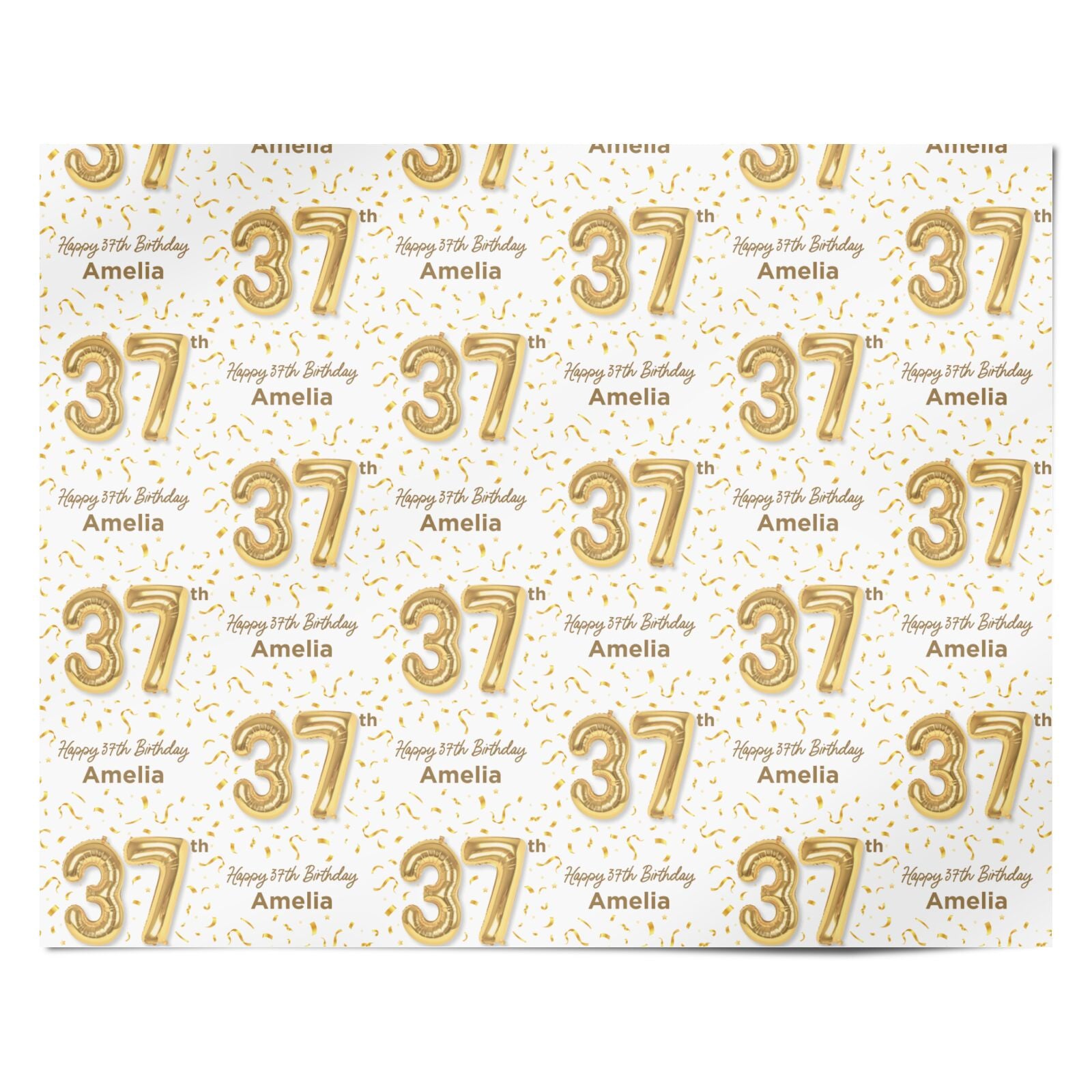 Personalised 37th Birthday Personalised Wrapping Paper Alternative