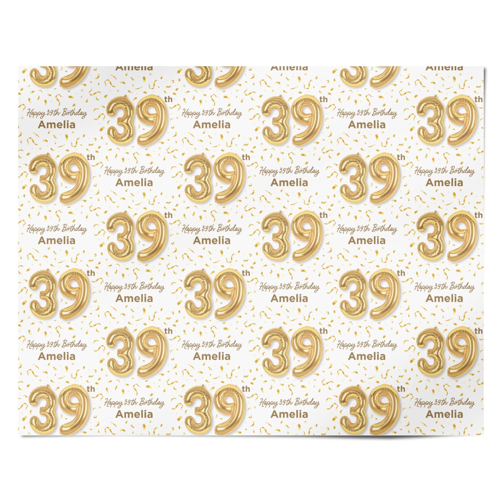 Personalised 39th Birthday Personalised Wrapping Paper Alternative