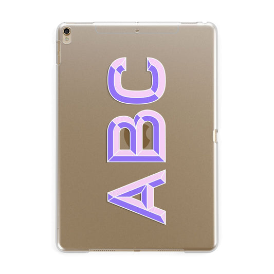 Personalised 3D Initials Monogram Clear Custom Apple iPad Gold Case