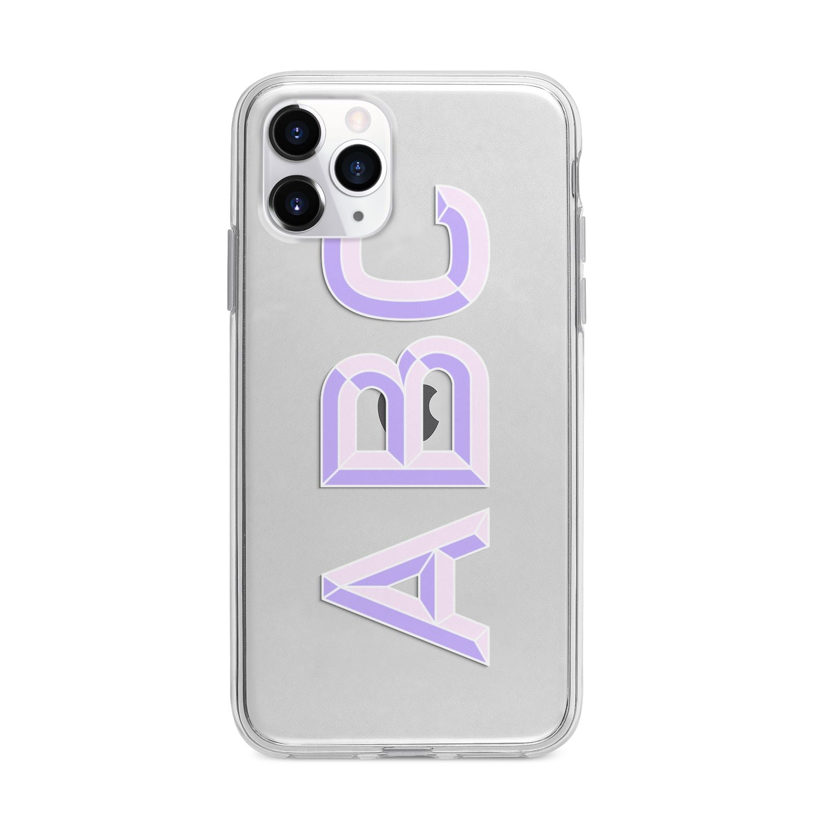 Personalised 3D Initials Monogram Clear Custom Apple iPhone 11 Pro in Silver with Bumper Case