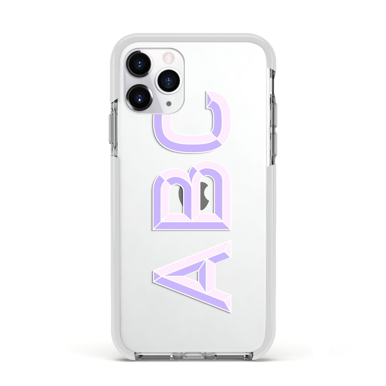 Personalised 3D Initials Monogram Clear Custom Apple iPhone 11 Pro in Silver with White Impact Case
