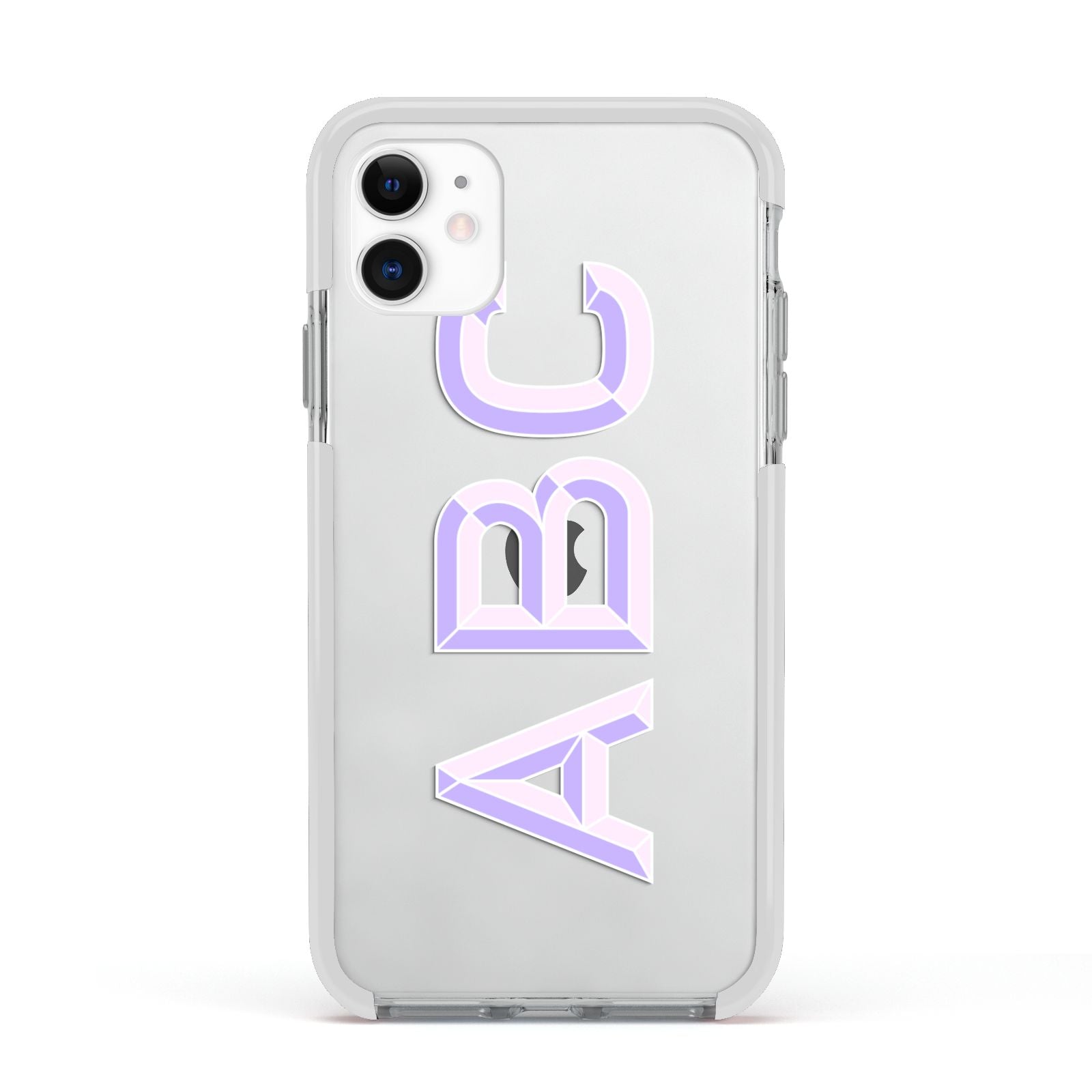 Personalised 3D Initials Monogram Clear Custom Apple iPhone 11 in White with White Impact Case